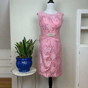 NWT Barbie Pink Lace Sequin Sheath Dress Formal Cocktail Party Evening Wedding
